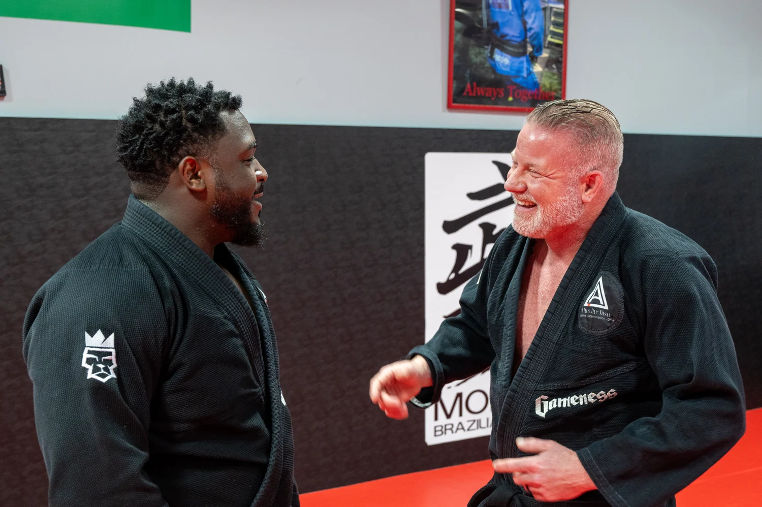 Two Altus students smiling together during training